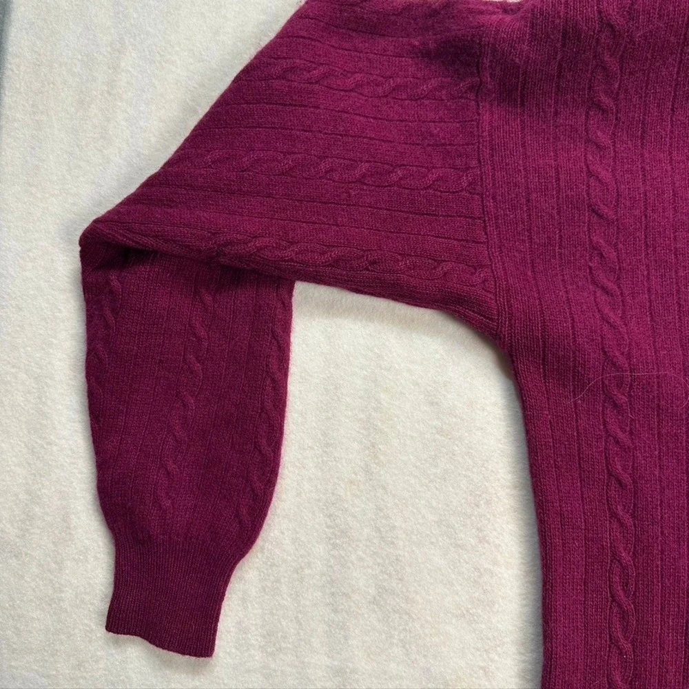Vintage Outlander Studio Lambswool Angora Cable Knit Polo‎ Sweater Dress Pink M